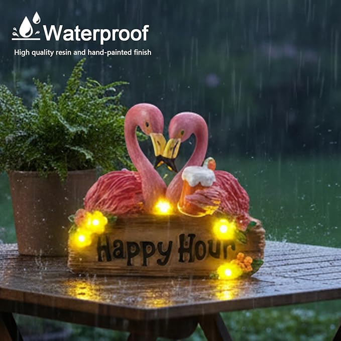 Solar Flamingo Garden Decor 5.9" Pink Flamingo Statue Solar Lights Outdoor Resin Garden Statues for Outside Yard Porch Lawn Unique Birthday Housewarming Gift for New Home Women Mom Grandma