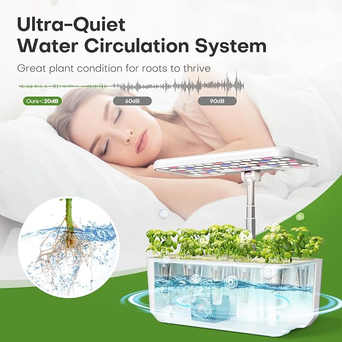 Ahopegarden Indoor Garden Hydroponics Growing System: 10 Pods Plant Germination Kit Herb Vegetable Growth Lamp Countertop with LED Grow Light - Hydrophonic Planter Grower Harvest Lettuce - Image 5