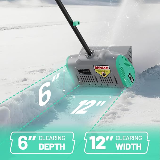 Litheli Cordless Snow Shovel, 20V 12'' Electric Snow Blower for Driveway, Battery Powered Snow Thrower, 4.0Ah Battery and Fast Charger Included - Image 2