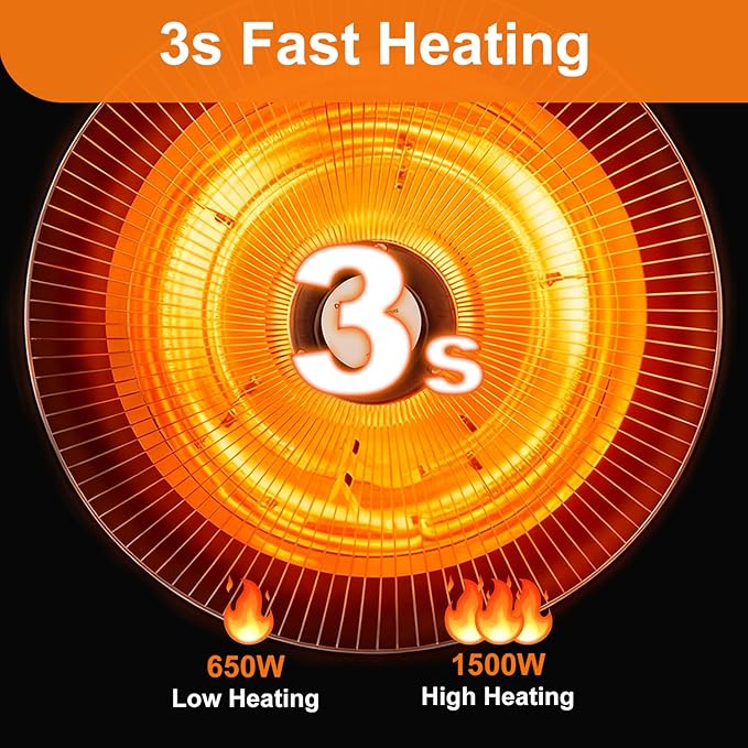 1500W Hanging Patio Heater for Outdoor,Ceiling Mounted Heaters for Balcony, 3s Fast Heating Infrared Heater for Gazebo, Living Room, and Courtyard,Overheat Protection, IP23 Waterproof