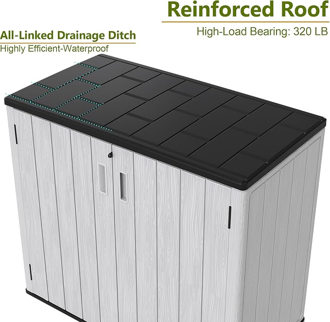 ZZM 37 Cu.ft Outdoor Storage Cabinet with One Tool Kit, Horizontal Storage Shed for Garage, Bike, Garbage Cans, Garden Accessories - Image 7