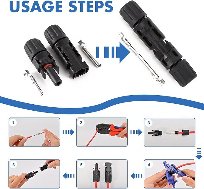 16 PCS Solar Panel Connectors, Male/Female IP67 Waterproof 1000V 30A Solar Cable Connectors (8 Pairs) with 2 Spanners???10AWG??? - Image 3