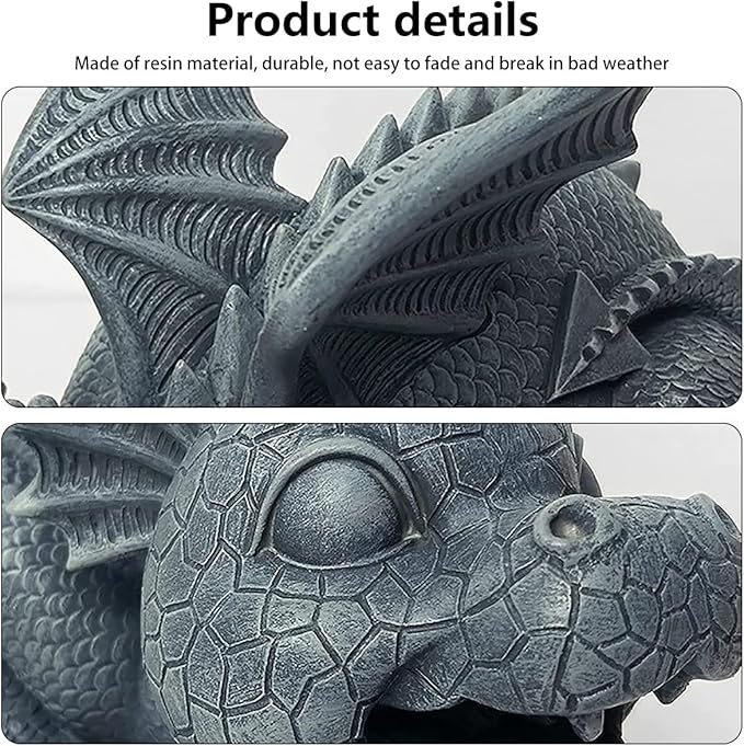 Txkrhwa Fountain Dragon Statue Resin Spouting Water Dragon Sculpture Weather Resistant Realistic Water Spray Dragon Statue Outdoor Ornament for Garden Courtyard Pond Pool