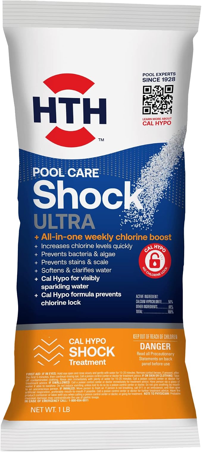 HTH 52039 Swimming Pool Care Shock Ultra, Swimming Pool Chemical, Cal Hypo Formula (1 Pack) by HTH