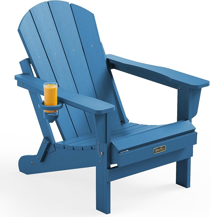 SERWALL Folding Adirondack Chair for Patio Garden Outdoors- Sapphire by SERWALL