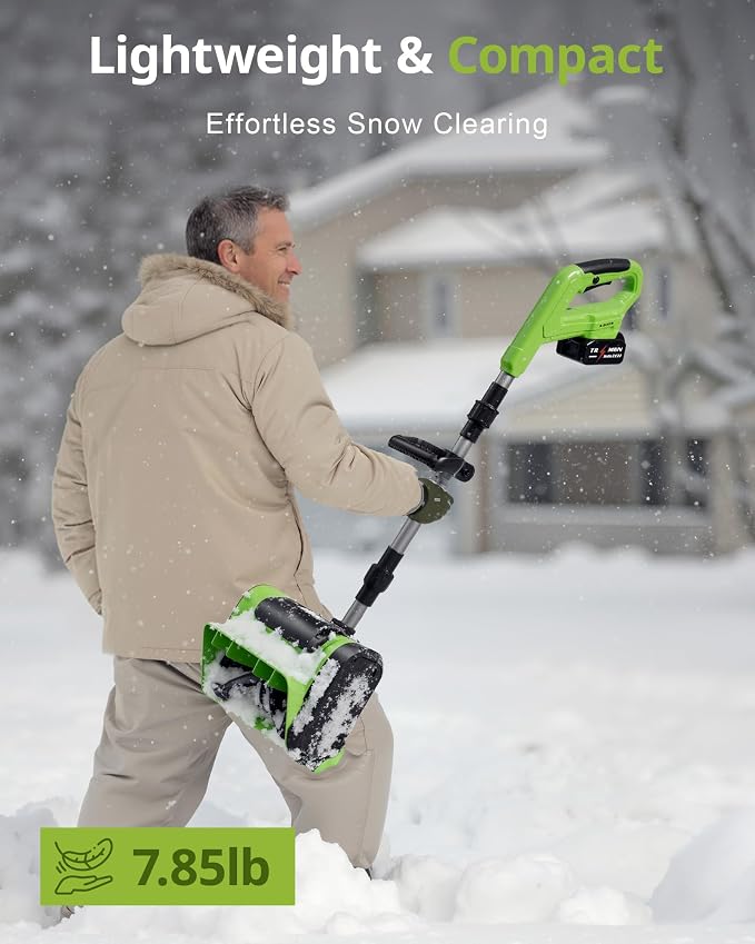 DEGGE Electric Cordless Snow Shovel, 2X 3.0Ah/ 21V/ 12-Inch Battery Snow Blower with Directional Plate & Adjustable Front Handle, Snow Removal for Driveway Sidewalk, Steps, Patio (Charger Included) - Image 4