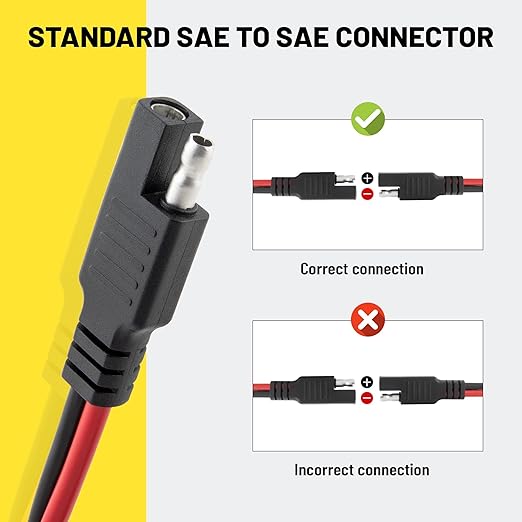 Oyviny 5PCS SAE Connector 12AWG 1 Feet SAE Extension Cable for Solar Panel Motorcycles Cars Charger Trolling Motor 2 Pin Single Plug Quick Connector Disconnect Connector - Image 4