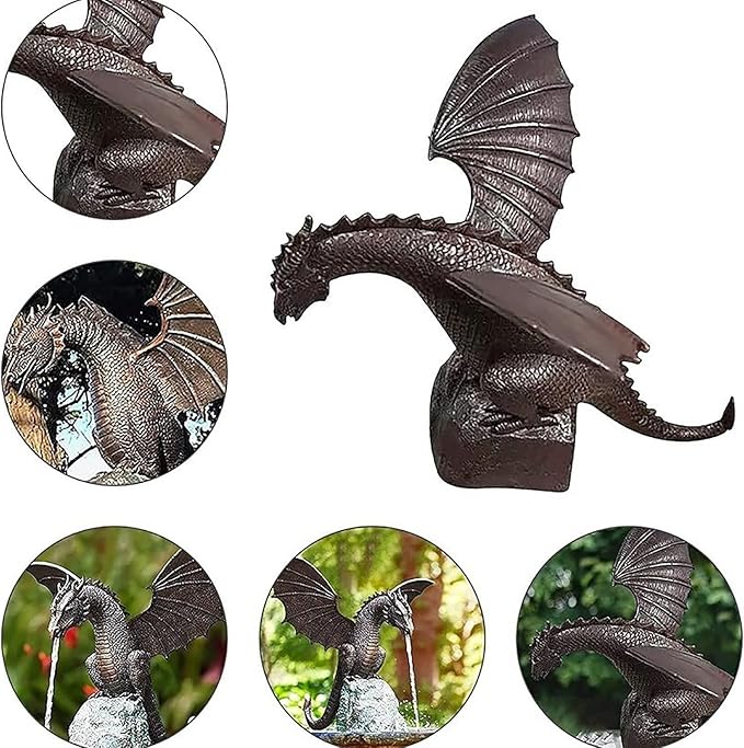 Outdoor Dragon Water Fountain - Spitting Dragon Garden Statue for Koi Ponds, Patios & Water Features (Weatherproof Design)