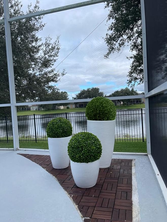 Floridis Planter, Set of 3, Outdoor/Indoor, Plastic Resin (White)