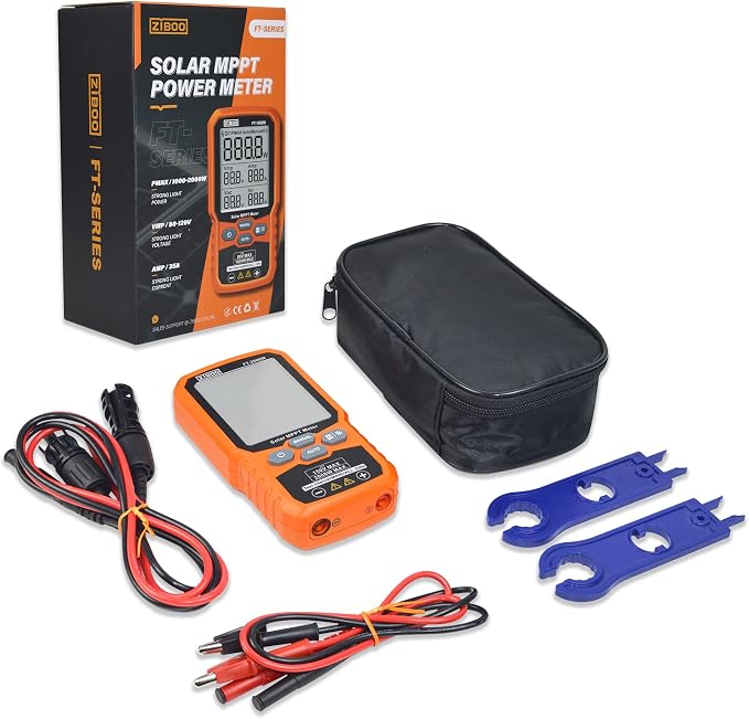 ZIBOO FT-2000W Solar Panel Tester MPPT Meter - 2000W Max Power, 150V/35A PV Module Tester for Voc/Isc, Open Circuit Voltage & Short Circuit Current, with Backlight & Data Hold - Image 2