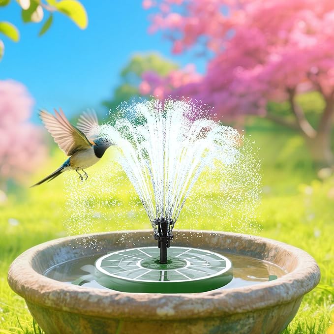 AISITIN 3.5W Solar Fountain for Bird Bath Upgraded 2026, Solar Powered Bird Bath Fountain with 3 Anti-Drift Bracket & Windmill 8 Nozzles & Glass Panel for Garden, Courtyard, Pond, Pool (Geeen)