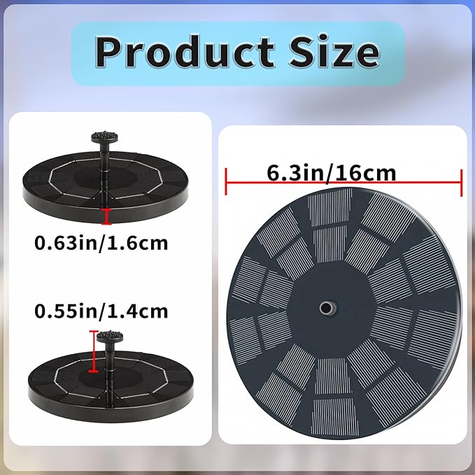 3W Solar Fountain Pump for Bird Bath and Garden, 6 Nozzle Solar Powered Water Fountain Pump, Floating Solar Water Pump for Outdoor Ponds, Pool, Fish Tank, and Mini Fountains
