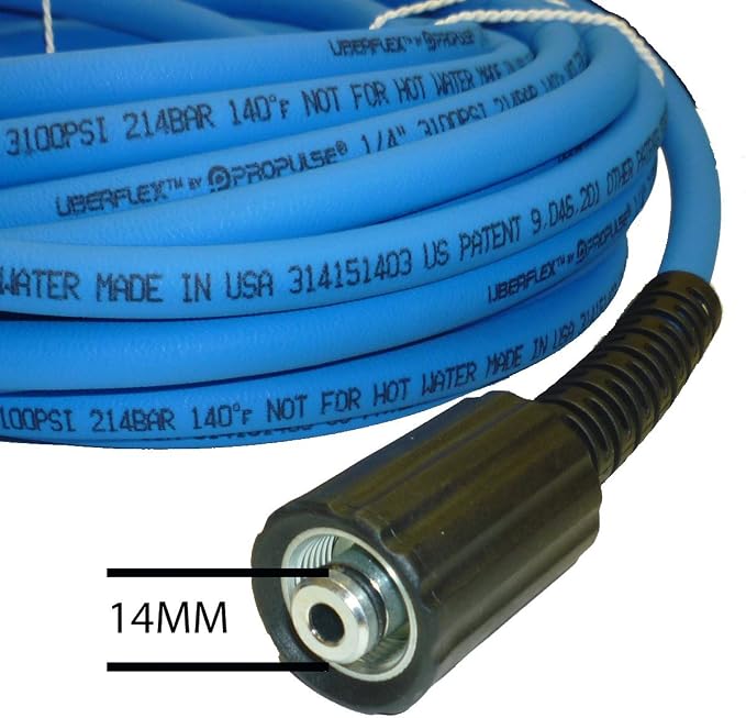 UBERFLEX™ Kink Resistant Pressure Washer Hose 1/4", 3,100 PSI with (2) 22MM - Made in USA - (25 Feet) - Image 2