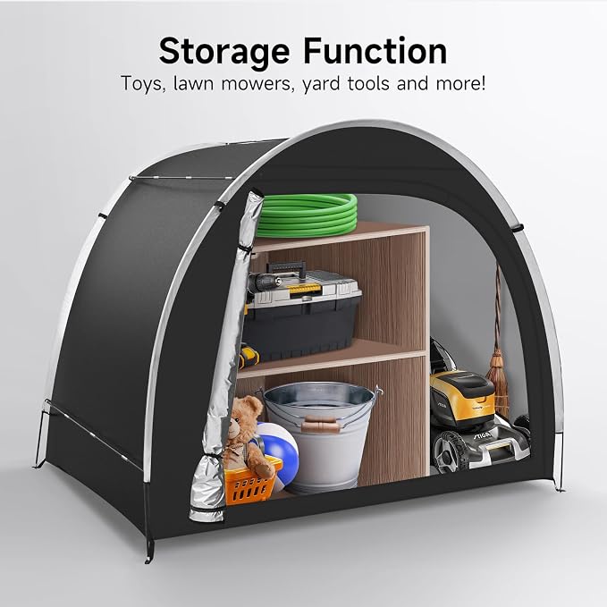 Bike Storage Tent Sheds - Outdoor Storage Waterproof, Upgraded 6.56x4.92x5.58ft Bicycle Shed Tent, Portable Bike Covers Shelter with Carry Bag for Motorcycle, Garden Tool - Medium - Image 5