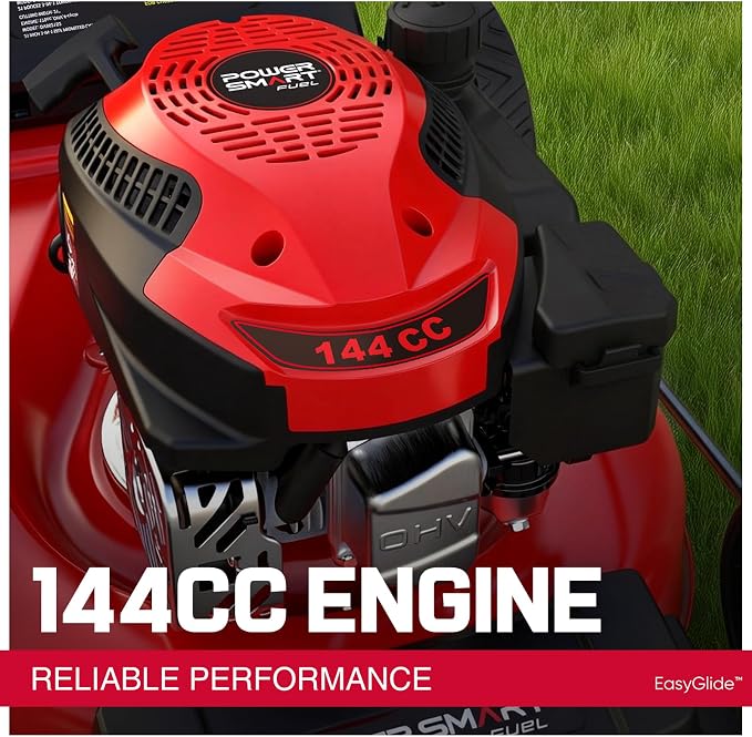 PowerSmart EasyGlide 21-Inch Gas Lawn Mower, 144cc 4-Stroke OHV Engine, Push Walk-Behind, 3-in-1 Mulch/Bag/Side Discharge, Steel Deck, 6 Height Adjustment - Image 4