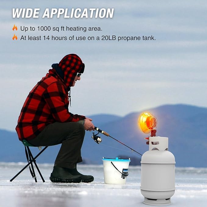 Tank Top Propane Heater, 15000 BTU Protable Gas Heater with Cordless Radiant for Outdoor Use, Tip-Over Protection, Safety Shut-off Valve and 3 Settings for Patio, Camping, Garage