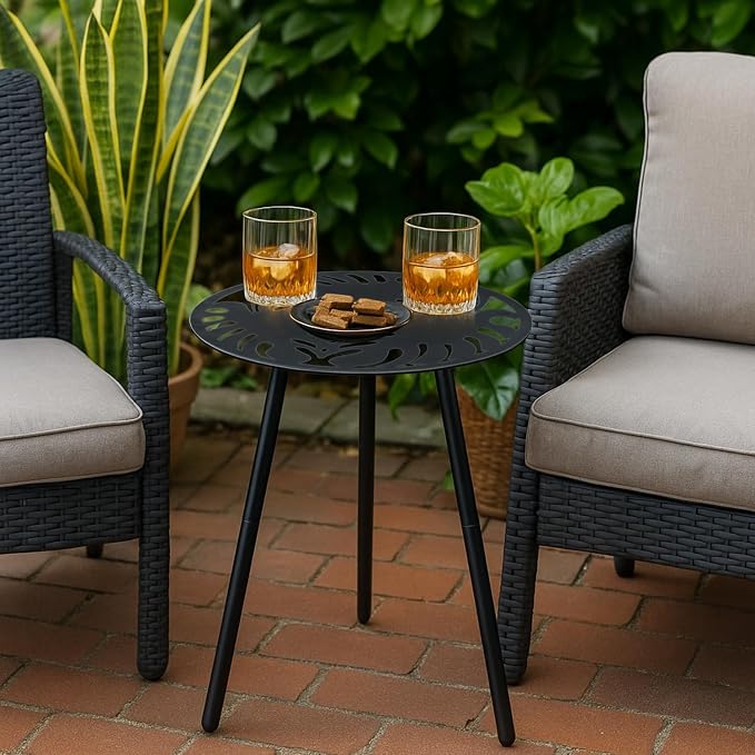 1 Pack Extra-Large Metal Outdoor Side Tables 18 Inches Outside End Table for Patio Round Accent Garden Corner Table for Small Spaces, Balcony, Porch Plant Stand Indoor - Image 8
