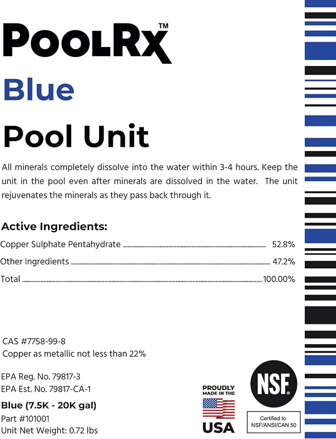 PoolRx Pool Unit #101001 6 Month Algaecide Blue Treats 7.5k-20k gallons, Single - Image 9