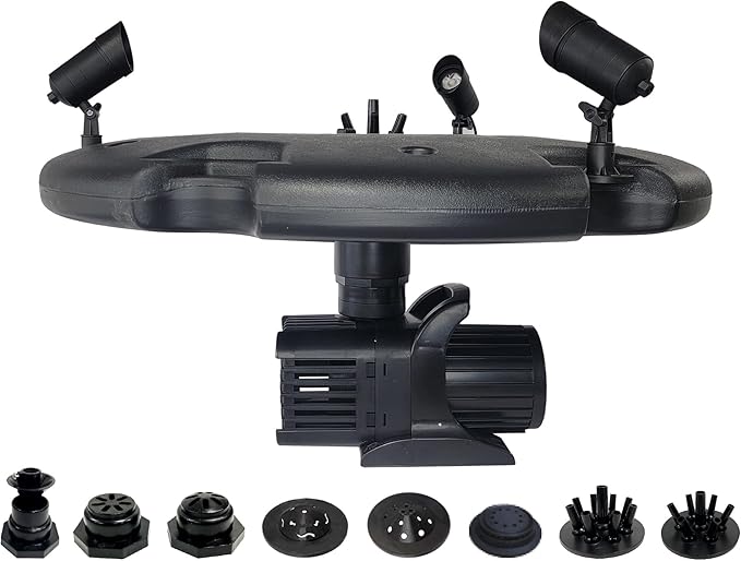 HALF OFF PONDS Floating Fountain, 1.5 HP Pond Aerator, 200 ft Cord, 12,500 GPH Water Pump, 11 Spray Patterns, Energy-Efficient, Color-Changing LED Lights, Large Ponds, Lakes & Water Gardens