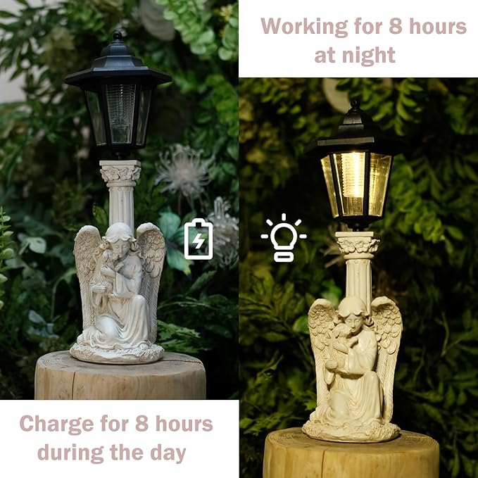 Solar Garden Statues Memorial Decor Garden Angel Statues for Outside Lawn Yard Patio Balcony Art Sculptures Gifts for Mom Women