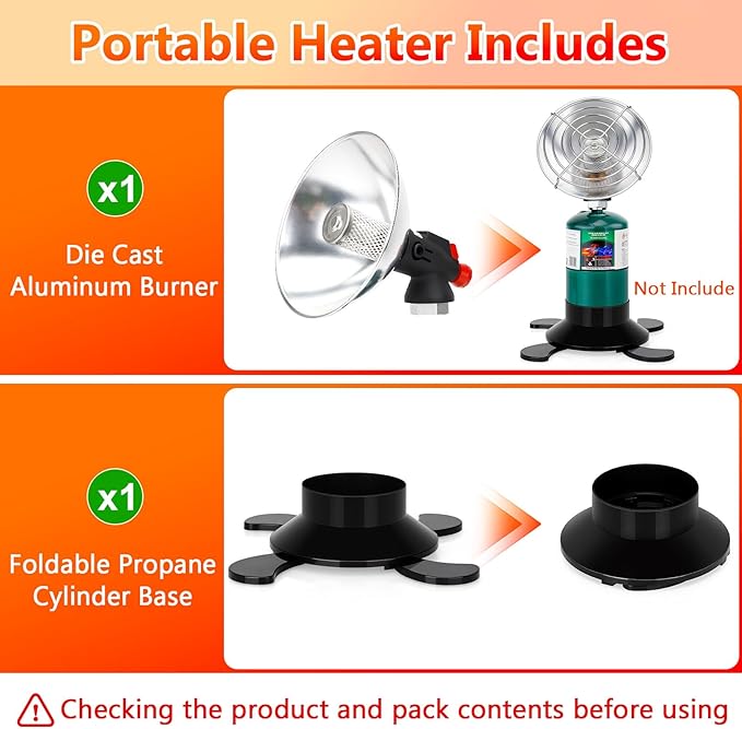 Portable Propane Heater for Camping, Outdoor Gas Space Patio Heater, High Heat Output Big Heaters Foldable Tank Holder for Winter Tent Hiking Ice Fishing Hunting