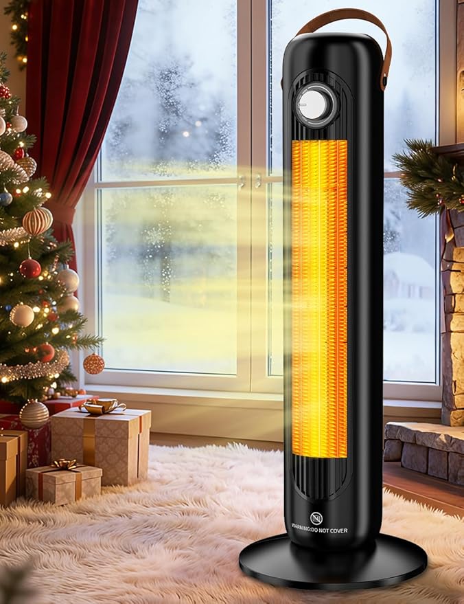 1500W PTC Ceramic Electric Heater w/4 Modes,350Sq.ft 1S Heating, 70°Oscillating Patio Heaters for Outdoor Use, Overheating & Tip-Over Protection, Tall Space Heaters for Indoor Use Large Room