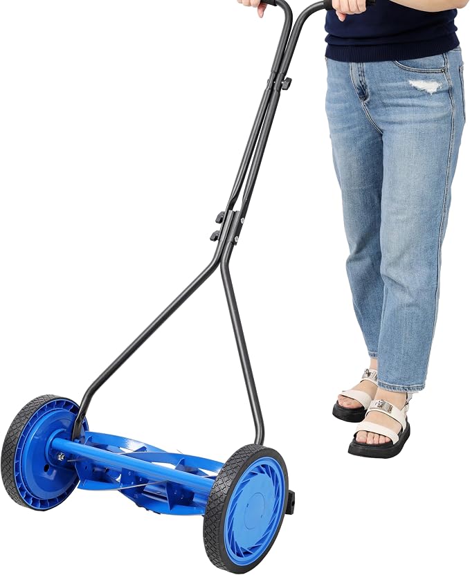 16in Push Lawn Mower, Push Reel Lawn Mower, Blue Color - Image 6