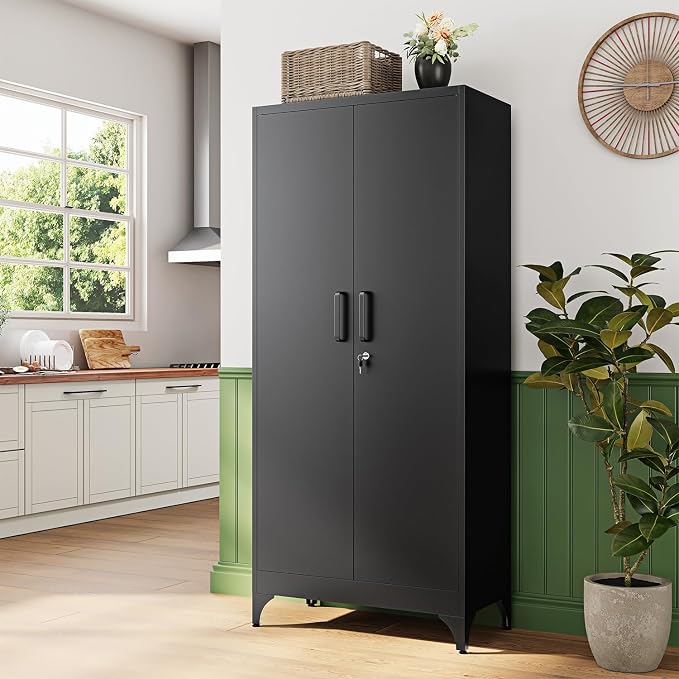 Letaya 71" H Metal Storage Cabinet with 2 Doors and 4 Shelves,Tall Kitchen Pantry Cabinets,Utility Pantry Organizers for Cupboard/Dining/Bathroom/Home Office/Garage, Steel Tool Cabinets - Image 9