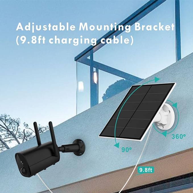 Solar Panel for Security Camera, 5W USB Solar Panel Compatible with Rechargeable Battery Camera, Solar Panel Charger for Camera with IP65 Waterproof, Adjustable Bracket, 9.8ft Cable(2 Pack) - Image 5