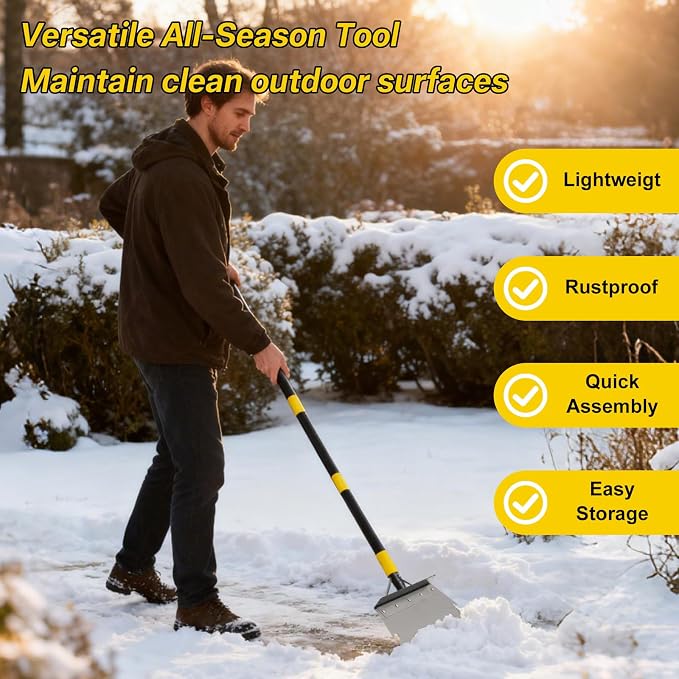 Garden Flat Shovel,74” Ice Scraper,Snow Shovel for Driveway, Stainless Steel Multifunctional Cleaning Shovels Chopper Floor Scraper for Outdoor Walkway Car Snow Ice Weeds Moss Removal - Image 7