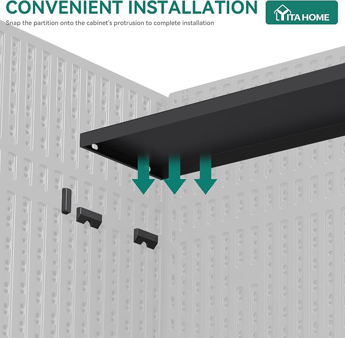YITAHOME 2-Piece Metal Storage Shed Shelves for 59 cuft Vertical Outdoor Storage Shed，2-Piece Outdoor Storage Rack 51 inx13.8 in with 8 Screws, Easy Assembly, 22 lbs, Black - Image 8