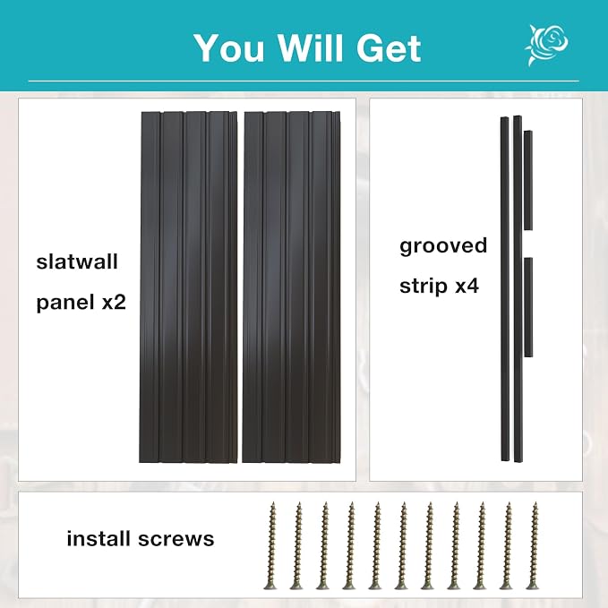 NeatiEase Slatwall Panel Wall Storage Systems, 2 x 4ft Slat Wall Paneling Garage Wall Organizer, Heavy Duty Wall Mounted PVC Wall Rack (Black) - Image 3