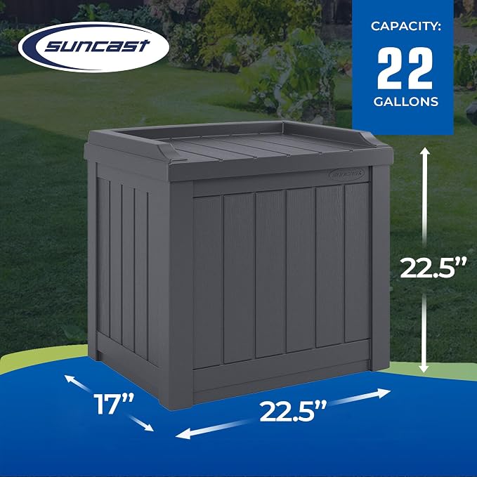Suncast 2 Pack 22 Gallon Indoor or Outdoor Backyard Patio Small Storage Deck Box with Attractive Bench Seat and Reinforced Lid, Stone Gray - Image 3