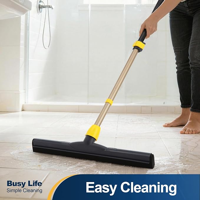 Yocada Floor Squeegee Scrubber Adjustable Telescopic Pole Heavy Duty Household Broom EVA Foam Blade for Garage Courtyard Shower Bathroom Floor Marble Glass Tile Water Foam Cleaning - Image 7