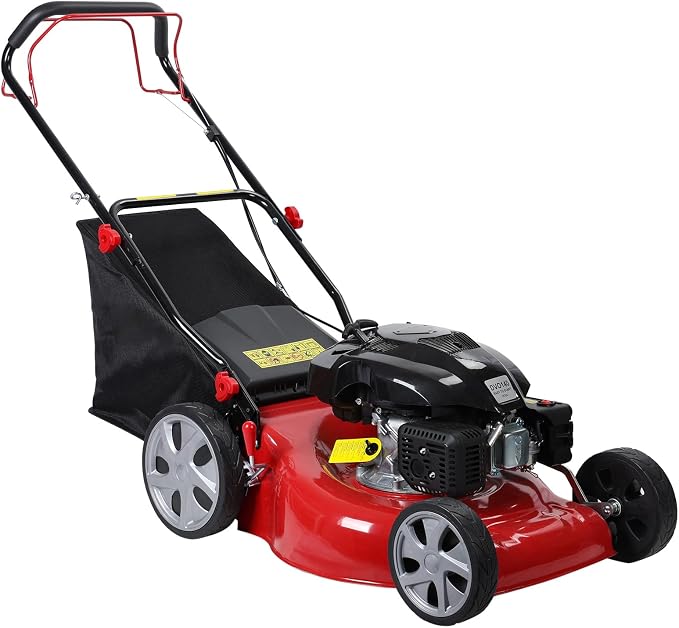 141cc 4-Stroke Gas Powered Lawn Mower with 50L Big Grass Tank,Self Propelled Gas Lawn Mower,Foldable Cordless Push Mowers Tractors for Yard & Garden Big Wheels,Ergonomic Handle,2850RPM Red by Unknown