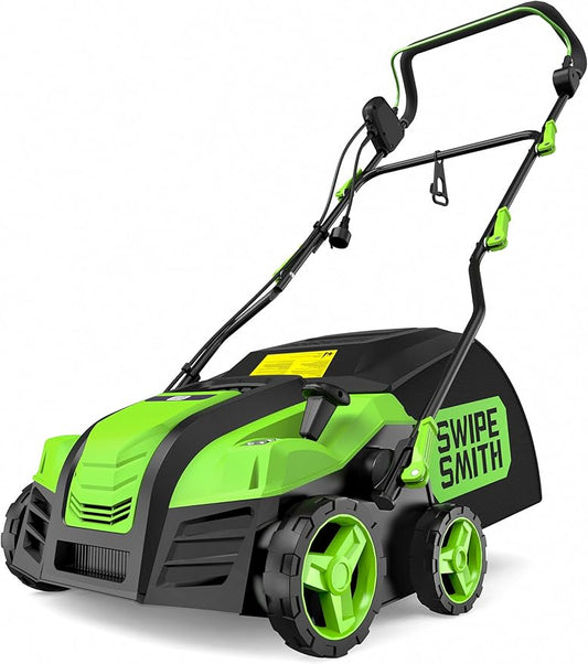 16” Artificial Turf Vacuum,1800w Grass Sweeper 15 Amp Lawn Sweeper Yard Power Brush with 45L Removable Leaf Collection Bag, Quick-Fold, Keeps Clear Sweepy Box by SWIPESMITHToolAssistant