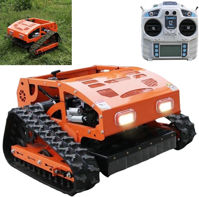 300lbs Remote Control Lawn Mower with 9Hp Four Stroke Gasoline Engine, Manganese Steel Blade, Adjustable Cutting Height and Speed, All Terrain Grass Cutter Yard Mower Remote Control (Orange) by DigSwift