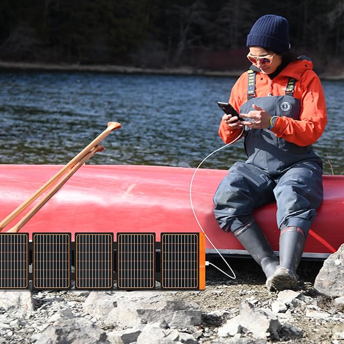 FlexSolar 2PCS 60W Portable Solar Panels Chargers with PD3.0 USB-C,QC3.0 USB-A and DC Outputs Foldable IP67 Waterproof Power Emergency Camping for Small Power Station Generator,Phones, Power Banks - Image 6