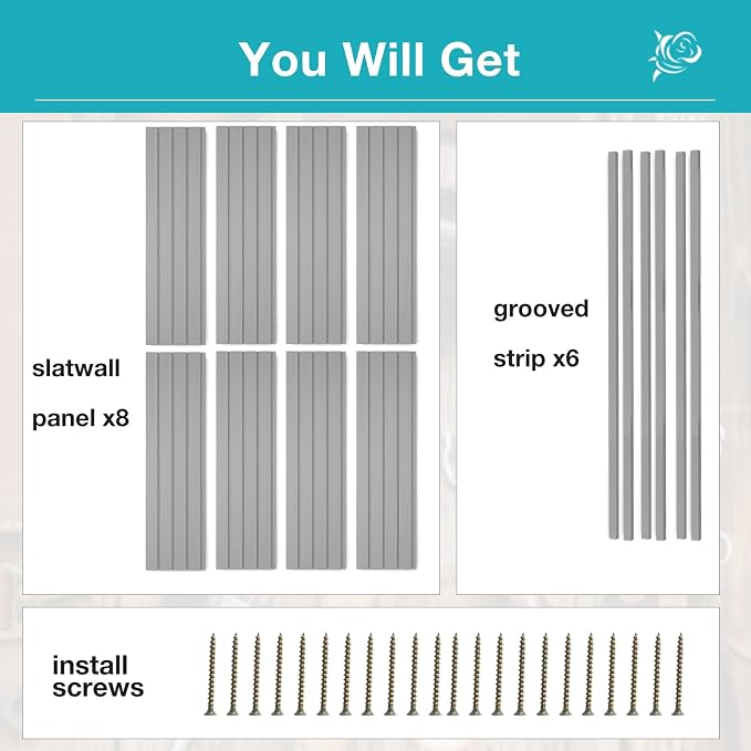 NeatiEase Slatwall Panel Wall Storage Systems, 4 x 8ft Slat Wall Paneling Garage Wall Organizer, Heavy Duty Wall Mounted PVC Wall Rack (Gray) - Image 3