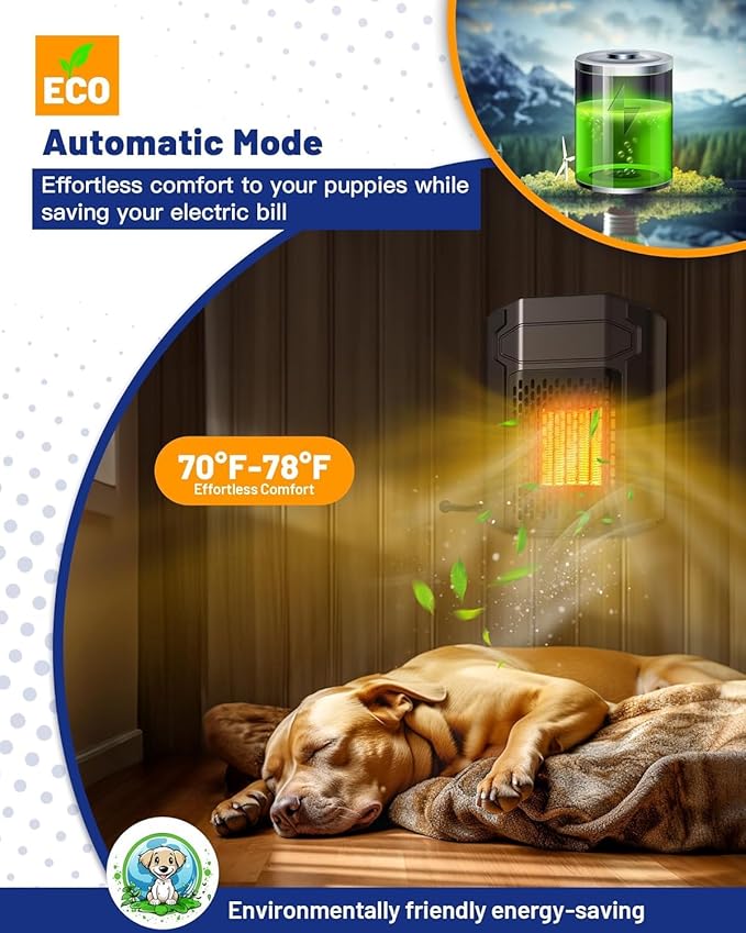 Kiroto Outdoor Dog House Heater with Thermostat APP Control - Outdoor Pet House Heater with WIFI, 500W Dog House Heaters for Outside Doghouse, Heated Dog House for Winter ith Adjustable Temp & Timer