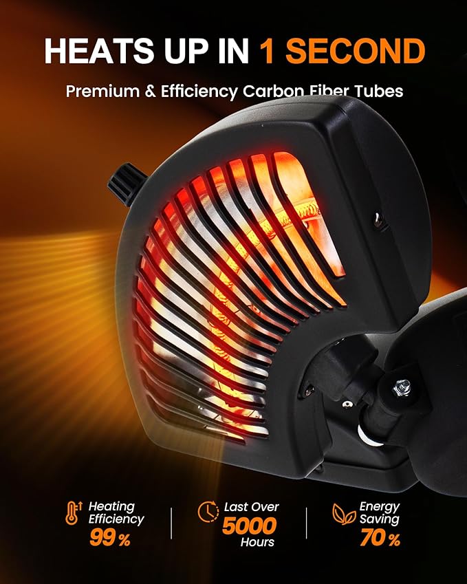 Star Patio Outdoor Heater, Electric Parasol Heater, Umbrella Patio Heater with 3 Heat Levels, 1500W Instant Heating, Tip-Over & Overheat Protection, Infrared Patio Heater, ZHQ2027-P