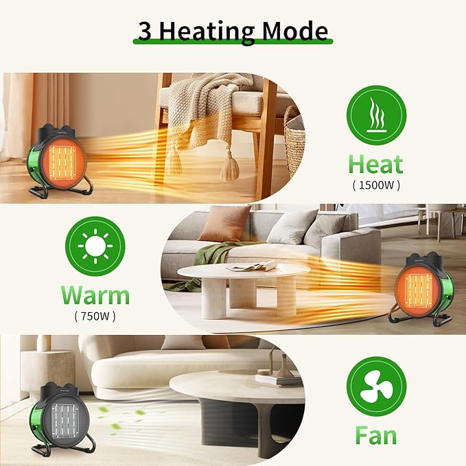 Outdoor Heaters for Patio, Outdoor Heater with Overheat Protection, 3S Fast Heating Portable 1500W Electric Garage Heater, Portable Patio Heaters for Space, Greenhouse