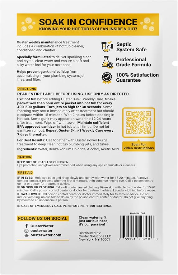 Bio Ouster 3in1 Weekly Hot Tub Cleaner, Conditioner, Clarifier - Hot Tub Chemicals for Standard & Inflatable Spas - Spa Chemicals for Crystal Clear & Sparkling Clean Water - Made in USA (4 Week Kit) - Image 9