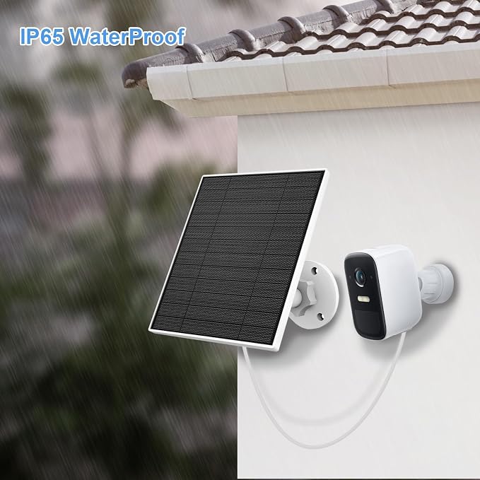 Solar Panel for Eufy Outdoor Camera, 5W Solar Panel Charger Compatible with Eufycam, Continuous Power Supply, 9.8ft Charging Cable, IP65 Waterproof, Adjustable Wall Mount, 2 Pack - Image 4