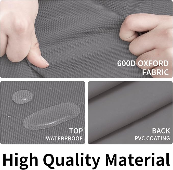 Easy-Going 600D Heavy Duty Rectangular Table Cover UV Resistant and Waterproof Outdoor Lawn Patio Furniture Cover (84" Lx44 Wx23 H, Gray/Dark Gray) - Image 3
