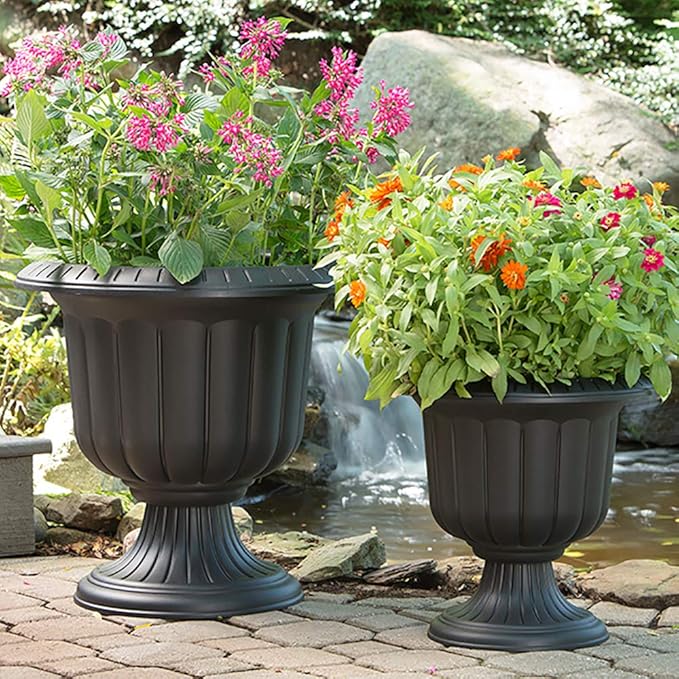 Root & Vessel, Classic Urn Planter, Black, 14-Inch
