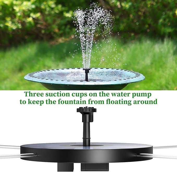 AISITIN Solar Fountain Pump 2.5W Bird Bath Fountain Solar Powered Water Fountain with 8 Nozzle & 4 Fixer, Solar Fountain Pump for Bird Bath, Garden, Pond, Pool