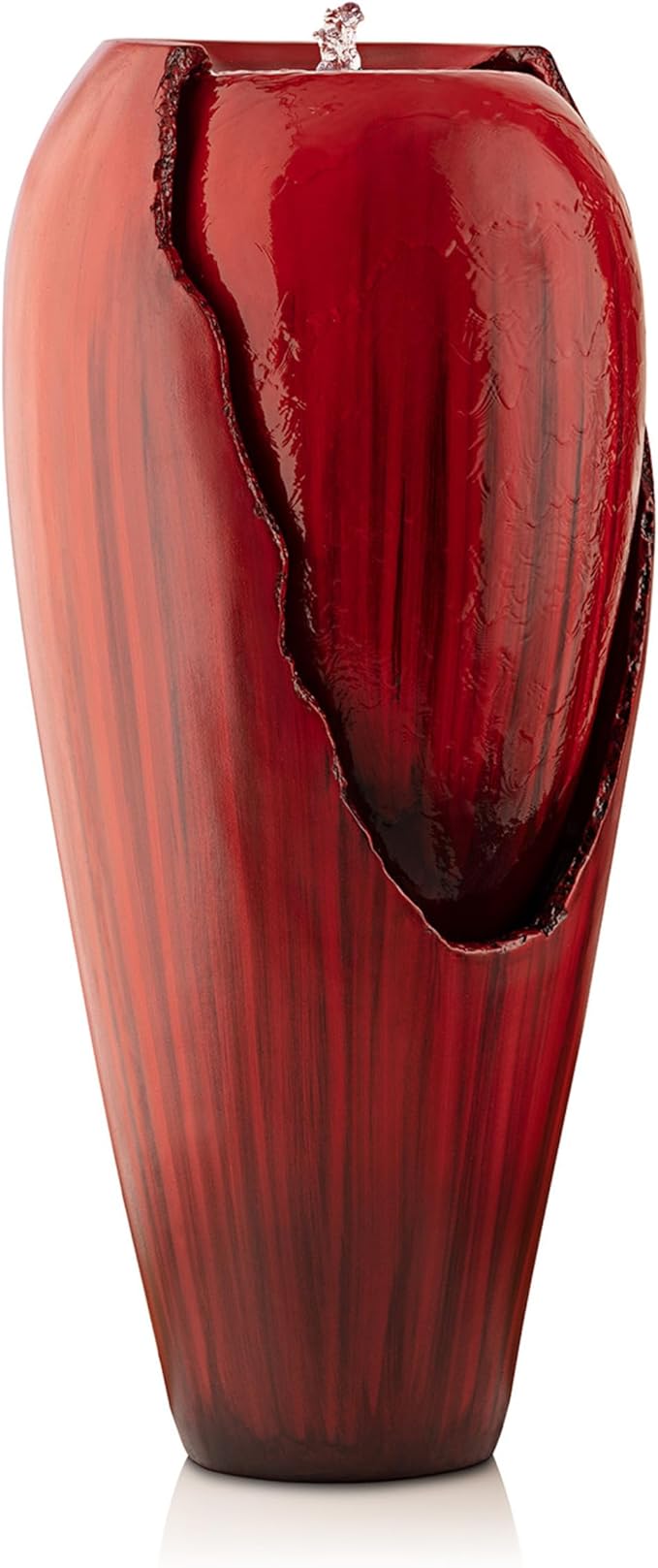 Alpine Corporation DIG100XS-RD | 33"H Outdoor Vintage Cascading Antique Jar Water Fountain with LED Lights — Garden, Patio & Yard Décor — Red Finish