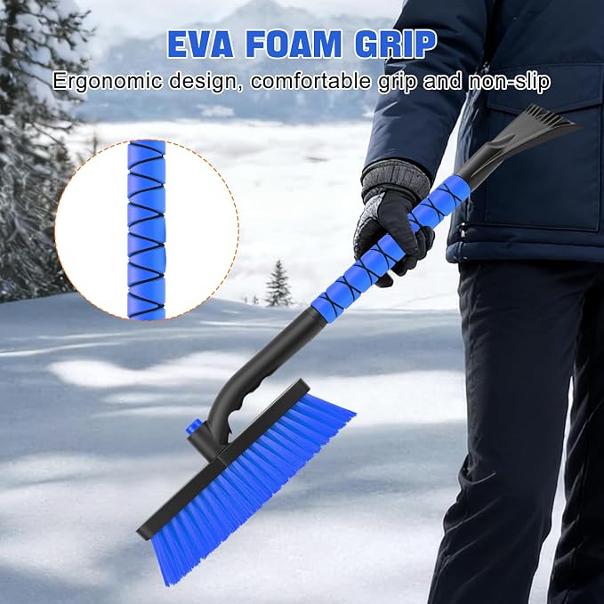 nacena Snow Brush and Ice Scrapers for Car Windshield, Detachable Snow Remover for Cars EVA Foam Grip and Rotatable Brush Head Snow Scraper for Car Trucks SUV, Winter Cars Accessories (Blue) - Image 6