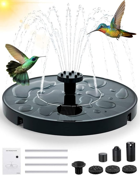 Solar Bird Bath Fountain Pump, Upgrade 1.4W Solar Water Fountain with 7 Nozzles, Standing Floating Water Pump for Birdbath Garden Pond Pool Outdoor, Ideal Gifts for Outdoor Décor